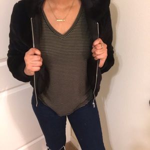 Olive and Black Striped Forever 21 Long Sleeve